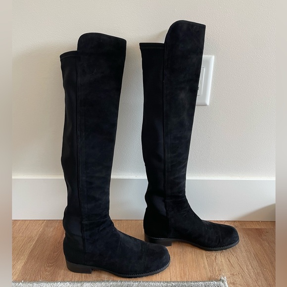 Stuart Weitzman Iconic Black Suede Over-the-Knee Boots Size 6 EUC - Picture 3 of 8